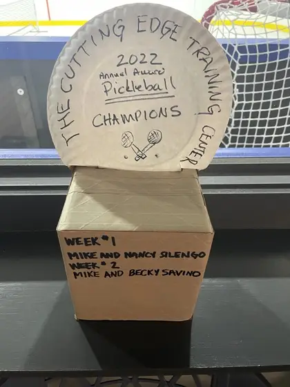 A homemade 2022 pickleball champions trophy