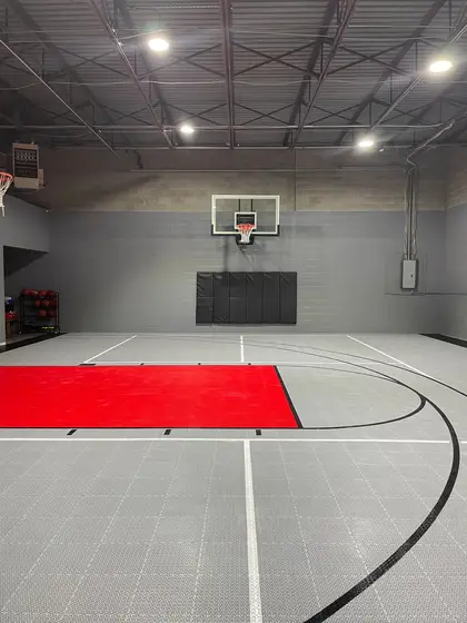 The basketball court with its red lane
